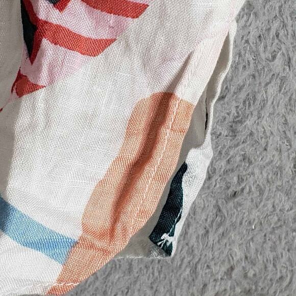 Cynthia Rowley Tunic Shirt Popover Womens 2X White Linen Button LS Tropical - Picture 6 of 9